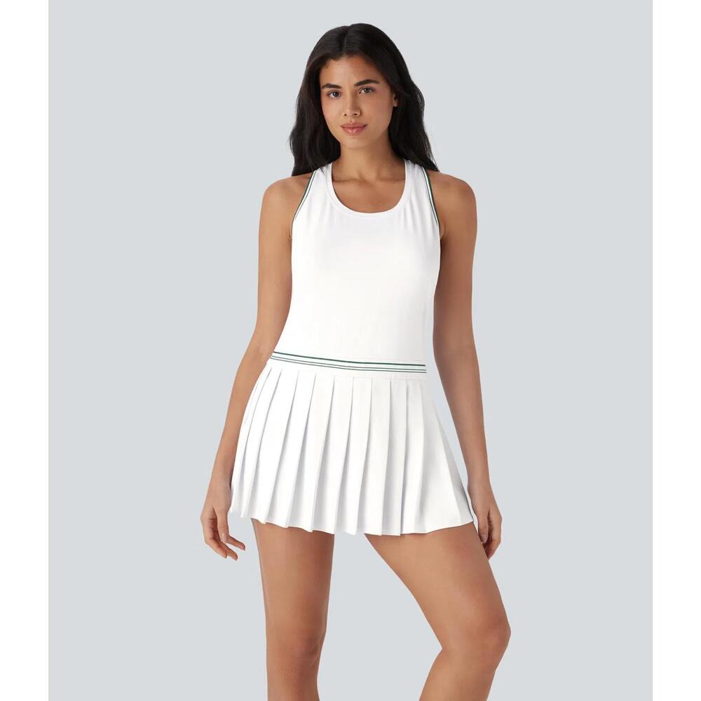 NWT Halara Racerback Color Block Stripe Pleated Mini Tennis Active Dress Size M